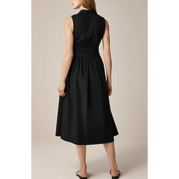 J Crew Sleeveless Waist Shirt Dress 6 6T Tall Black NWT Midi CJ519 J.Crew Ezra - Picture 2 of 5